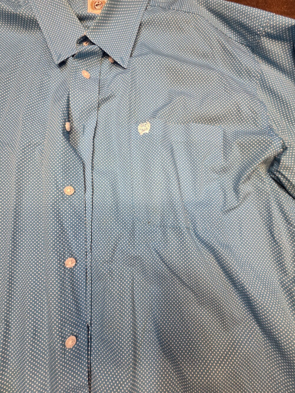 Men's Blue Long Sleeve Button Down - Picture 3 of 4